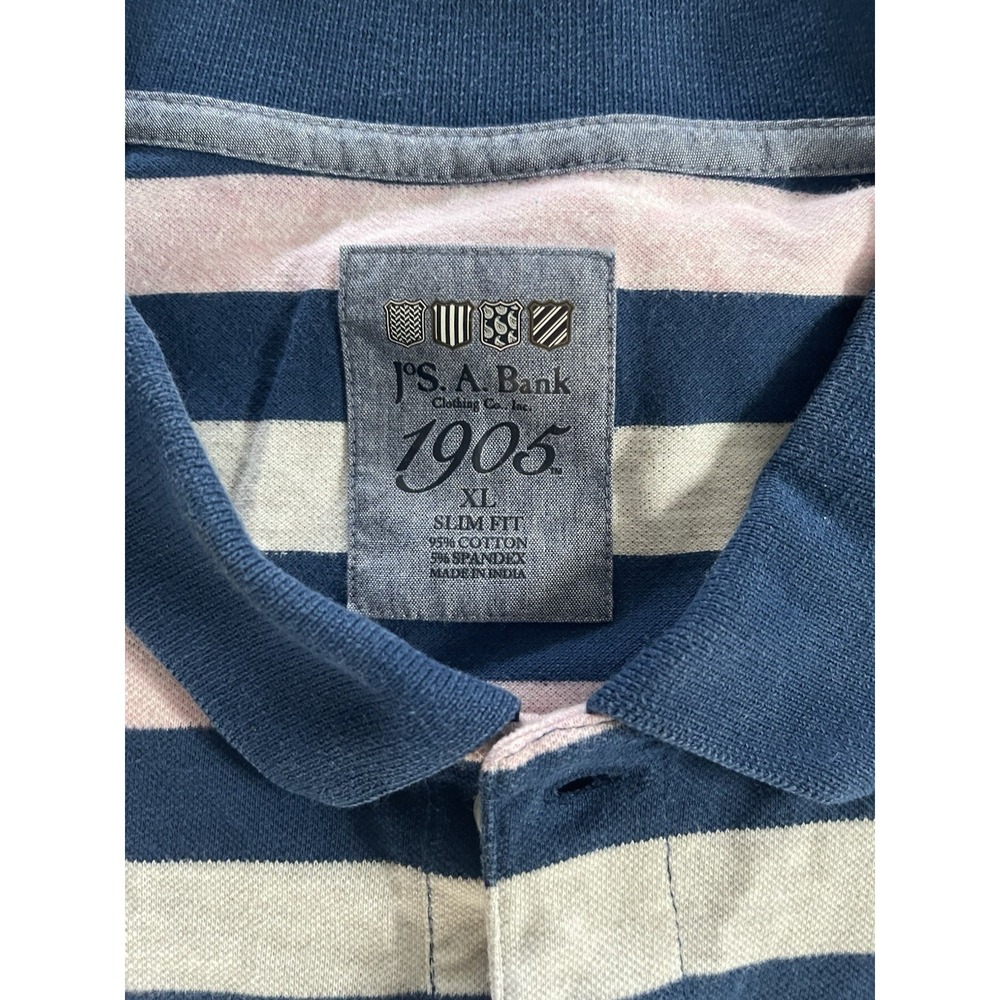 Jos A Bank 1905 Polo Shirt‎ Mens XL Striped Knit Short-Sleeve Cotton Timeless - Picture 2 of 4